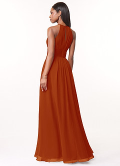 Azazie Bonnie Bridesmaid Dresses Paprika A-Line Keyhole Ruched Chiffon Dress image2