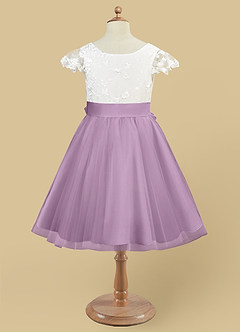Azazie Vetty Flower Girl Dresses Ivory Wisteria A-Line Lace Tulle Dress image9