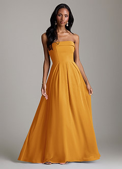 Azazie Lucienne Bridesmaid Dresses Butterscotch A-Line Strapless Chiffon Convertible Dress image1