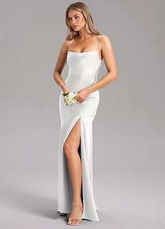 Azazie Grata Morsiusneito Mekot Mrenneito Sivuhalkio Joustava satiini Lattian pituus Pukeutua image4