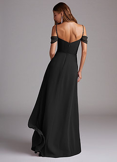 Azazie Marley Bridesmaid Dresses Black A-Line Off the Shoulder Chiffon Convertible Dress image7