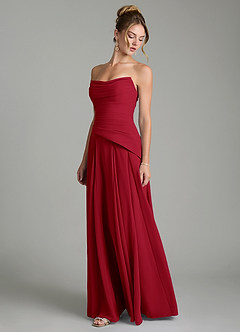 Azazie Gabriela Bridesmaid Dresses Scarlet A-Line Corset Chiffon Dress image6