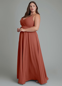 Azazie Amani Brautjungfernkleider A-Linie Plissee Chiffon Kleid Rotbraun image5