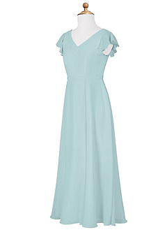 Azazie Claudine Junior Mist A-Line Pleated Chiffon Dress image7
