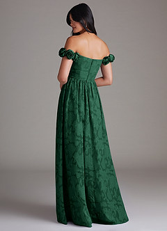 Azazie Autumn Brautjungfernkleider Wandelbar A-Linie Schulterfrei Blumen-Burnout Kleid Dunkelgrün image3