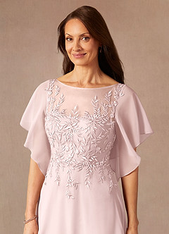 Azazie Faviola Final Sale Blushing Pink A-Line Boatneck sequins Chiffon Dress image6