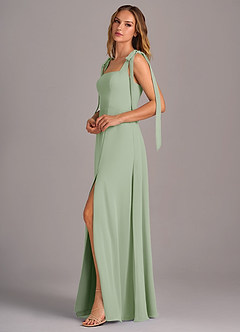 Azazie Debra Bridesmaid Dresses Dusty Sage A-Line with Pockets Chiffon Convertible Dress image4
