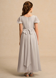 Azazie Lilia Junior Formal Flower Girl Dresses Frost A-Line with Sleeves Chiffon Dress image2