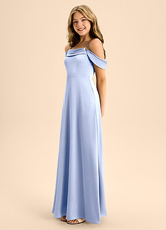 Azazie Anselie Junior Jurk van Stretch Satijn met A-Lijn Off the Shoulder Ijs image6