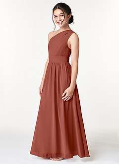 Azazie Molly Junior Amethyst A-Line Pleated Chiffon Dress image5