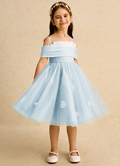 Azazie May Blumenmädchenkleider Ballkleid Plissee Tüll Kleid Himmelblau image3