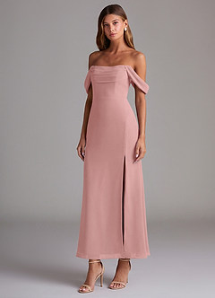 Azazie Saige Vestidos de damas de honor Vestido de Rosa Polvorienta de Gasa de Corte Sirena Convertible con Vestidos sin tirantes image3