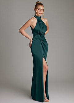 Azazie Gracelynn Brautjungfernkleider Etui Plissee Stretch-Satin Kleid Kiefer image7