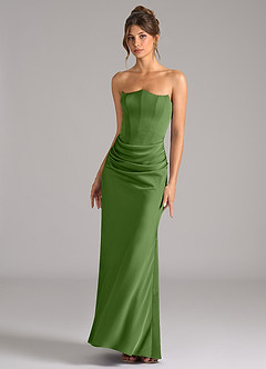 Azazie Debby Bridesmaid Dresses Basil Mermaid Strapless Stretch Satin Convertible Dress image4