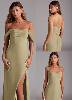 Azazie Saige Bridesmaid Dresses Moss Green A-Line Off the Shoulder Chiffon Convertible Dress image10