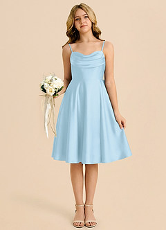 Azazie Bear Jurk van Stretch Satijn met A-Lijn Sweetheart Halslijn Hemelsblauw image6