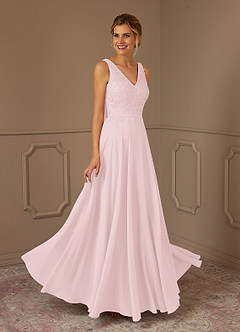 Azazie Joules Mother of the Bride Dresses Blushing Pink A-Line Sequins Chiffon Dress image4