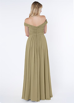 Azazie Audrianna 신부 들러리 드레스 A라인 오프 더 숄더 쉬폰 바닥 길이 드레스 image3