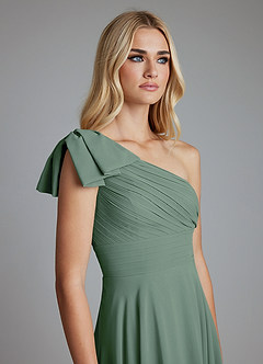 Azazie Elinora Final Sale Eucalyptus A-Line One Shoulder Chiffon Dress image5