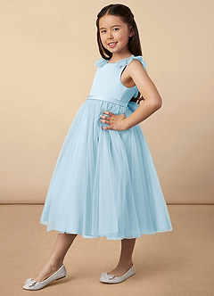 Azazie Dolly Flower Girl Dresses Sky Blue A-Line Bow Tulle Dress image2