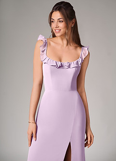 Azazie Callie Bridesmaid Dresses Frosted Lilac Mermaid Side Slit Chiffon Convertible Dress image6