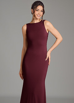 Azazie Gwen Bridesmaid Dresses Cabernet Mermaid Pleated Premium Stretch Jersey Dress image6