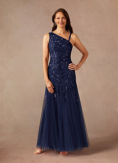 Azazie Backley vestidos de madre de la novia Vestido de Azul Marino Oscuro de Lentejuelas de Sirena image2