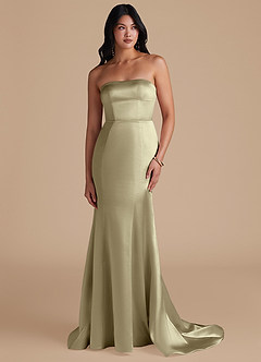 Azazie Aura Bridesmaid Dresses Moss Green Mermaid Metallic Satin Convertible Dress image1