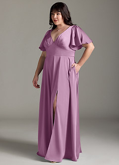 Azazie Kimber Brautjungfernkleider A-Linie Gestreift Stretch-Satin Kleid Blauregen image10