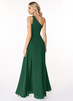 Azazie Dallas Bridesmaid Dresses Dark Green A-Line One Shoulder Chiffon Dress image2