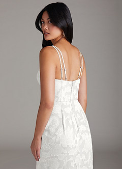 Azazie Leo Bridesmaid Dresses White Sheath Pleated Floral Burnout Dress image6