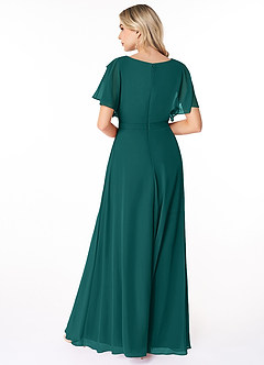 Azazie Aaliyah Modest Bridesmaid Dresses A-Line Scoop Pleated Chiffon Floor-Length Dress image2