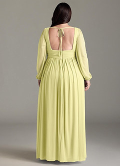 Azazie Norah Bridesmaid Dresses Lemon Sorbet A-Line V-Neck Long Sleeve Chiffon Dress image7