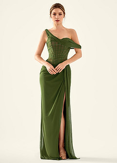 Seraphinalyn Olive Satin Faced Chiffon Satin Faced Chiffon Prom Dress image5