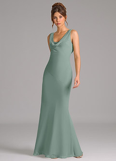 Azazie Rylina Bridesmaid Dresses Silver Sage Mermaid Pleated Chiffon Dress image3