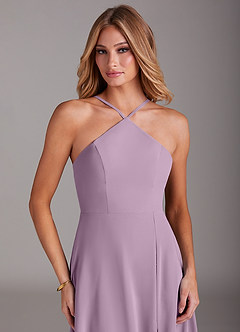 Azazie Bailey Bridesmaid Dresses Wisteria A-Line Halter Side Slit Chiffon Dress image7