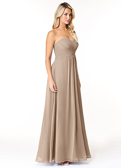Azazie Yazmin Bridesmaid Dresses Taupe A-Line Sweetheart Neckline Chiffon Convertible Dress image5