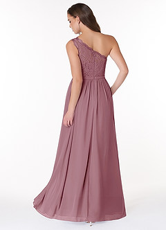 Azazie Demi Bridesmaid Dresses Vintage Mauve A-Line One Shoulder Chiffon Dress image2