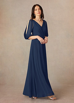 Azazie Bronwyn Mother of the Bride Dresses A-Line V-Neck Ruched Chiffon Floor-Length Dress image5