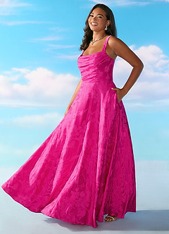 Barbie™ ❤ AZAZIE 4002 Pleated Scoop Jacquard A-line Dress image12