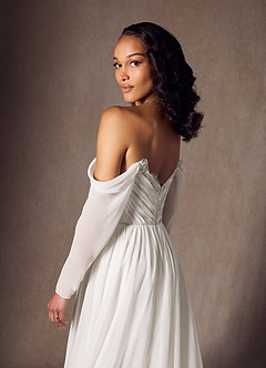 Azazie Lilith Wedding Dresses Diamond White A-Line Sweetheart lace Chiffon Dress image2