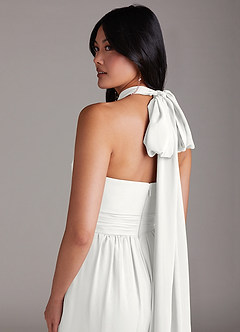 Azazie Lamara Bridesmaid Dresses White Off the Shoulder Chiffon Convertible Jumpsuit image11