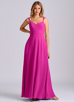 Azazie Beatrice Venta final Vestido de Fucsia de Gasa de Corte en A con Escote de Corazón image3