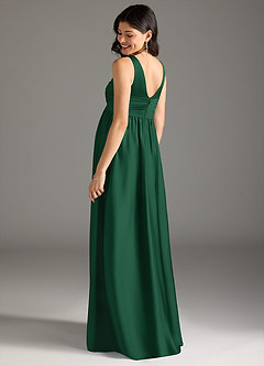 Azazie Yetta Abiti da damigella d'onore premaman Abito A-Line Plissettato Raso Elasticizzato Floor-Length image3