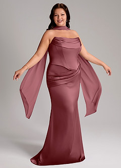 Azazie Sorrel Vestidos de damas de honor Vestido de Rosa Del Desierto de Satén Elástico de Corte Sirena Convertible con Sin tirantes image9