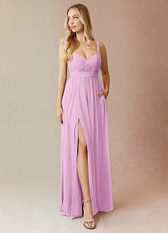 Azazie Reniya Final Sale Candy Pink A-Line Sweetheart Neckline Mesh Convertible Dress image1