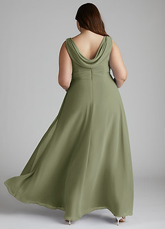 Azazie Karina Brautjungfernkleider A-Linie Plissee Chiffon Kleid Pistazie image9