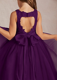 Azazie Calla Flower Girl Dresses Grape Ball-Gown Lace Tulle Dress image4