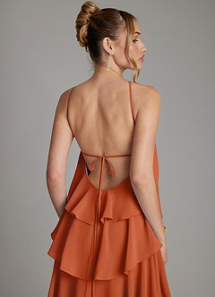 Azazie Deena Bridesmaid Dresses Burnt Orange A-Line Ruched Chiffon Dress image6