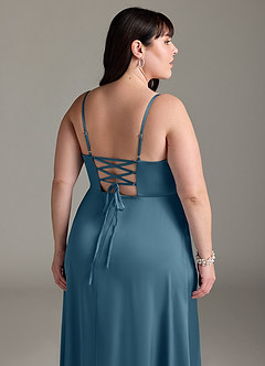 Azazie Marchella Bridesmaid Dresses Bermuda A-Line Corset Stretch Satin Dress image12